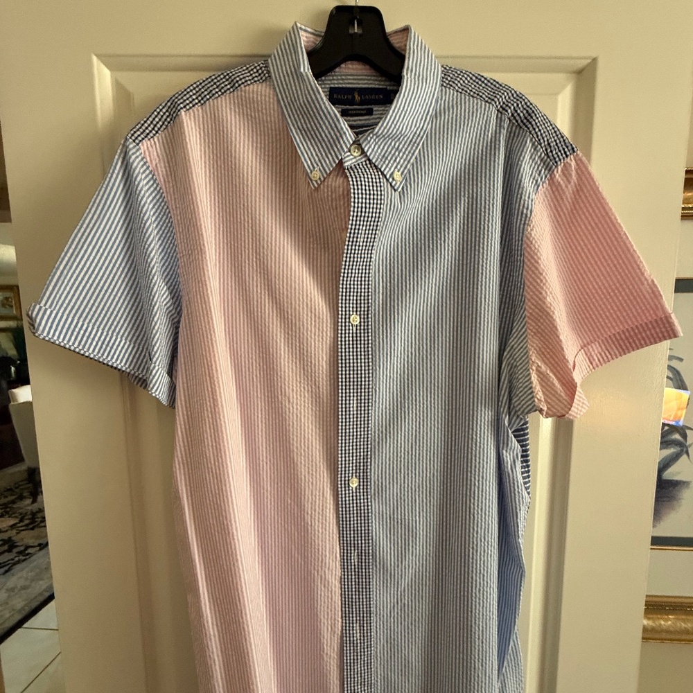 POLO RALPH NLAUREN MULTI PATTERN SS SHIRT XL